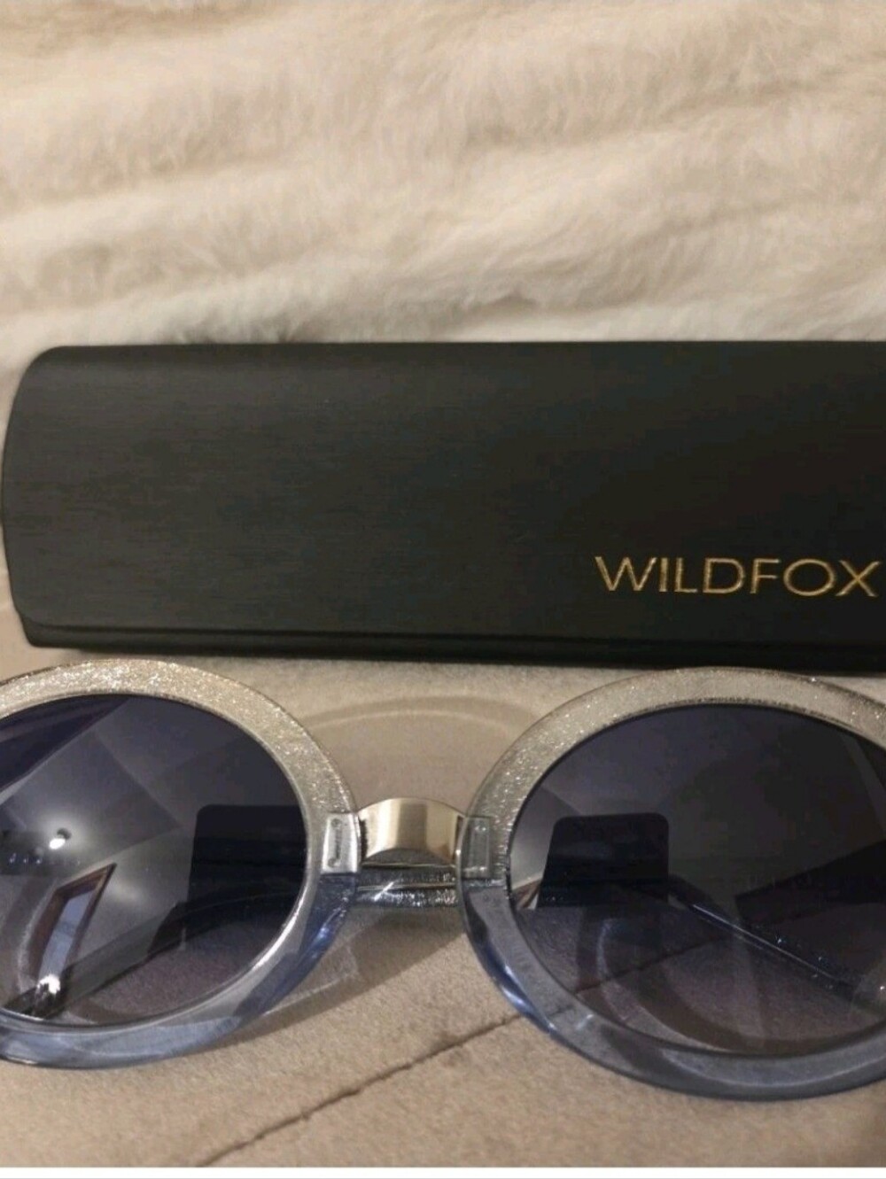 Wildfox Malibu Glitter Round Sunglasses - Silver Glitter & Blue Gradient - Picture 7 of 16